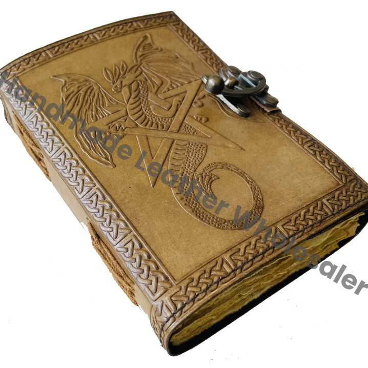 Leather Bound Journal Engraved Vintage Journal Leather Journal for Women Sketchbook Dragon Large Book of Shadows Star Pentagram