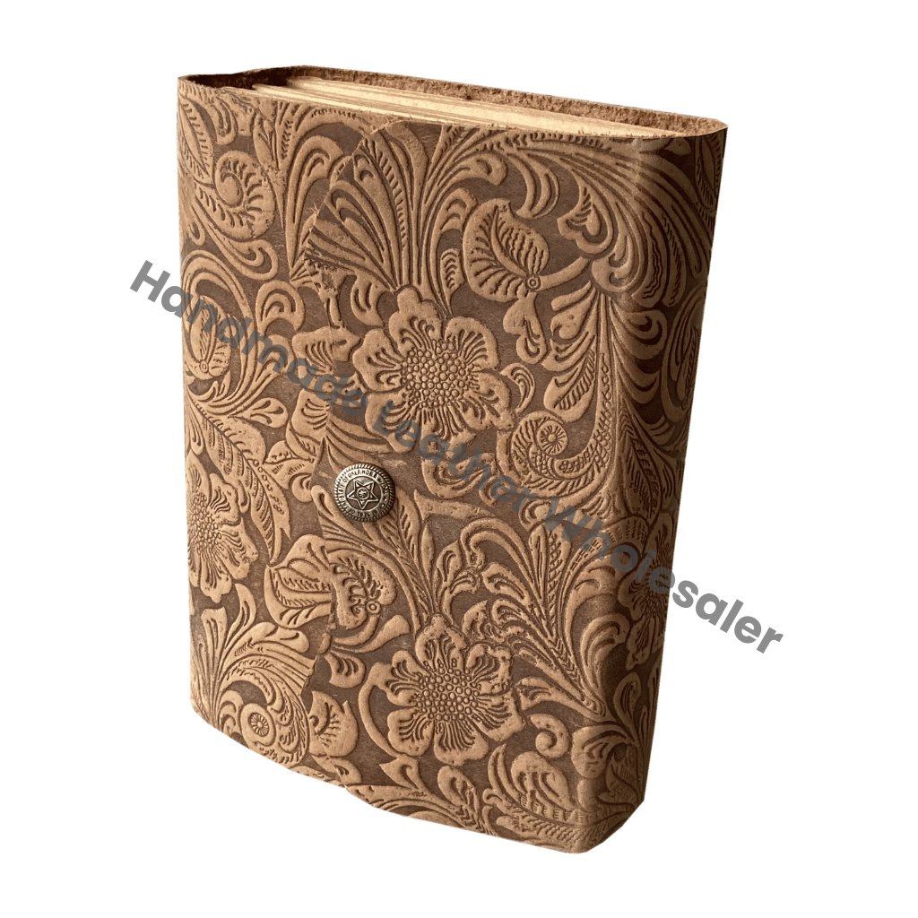 Leather Bound Printed Journal Notebook Sketchbook Vintage Flora Embossed Eco-friendly Handmade Best Gift Valentine