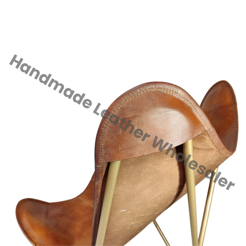 Leather Butterfly Chair: Handmade Iron Frame Accent Chair