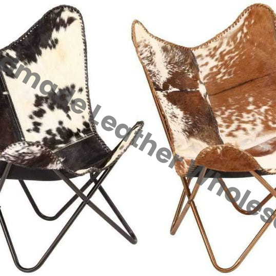 Leather Butterfly Chair with Original Hide Indian Bkf Cowhide Relaxing Chair Leather Butterfly Chair, Relaxing Chair, Vintage Folding Chair
