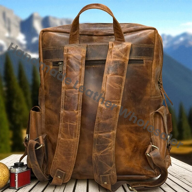 Leather Canvas Travel Backpack – Vintage Laptop Rucksack, Handmade Hiking Adventure Bag, School Satchel, Large Carry-On Gift