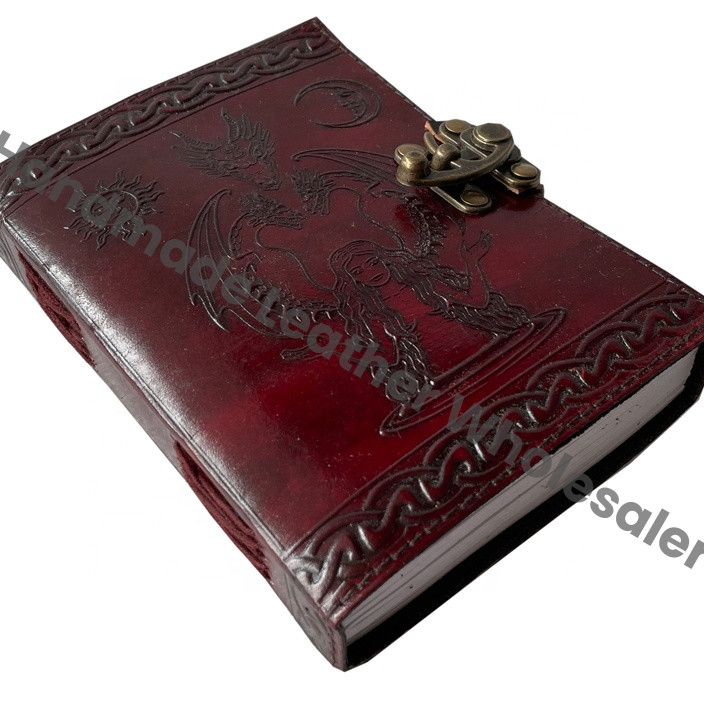 Leather Cover Eco-Friendly Brown Hardcover Journal Vintage Grimoire Blank Spells Planner Sketchbook Travel Artist Wiccan Boxed