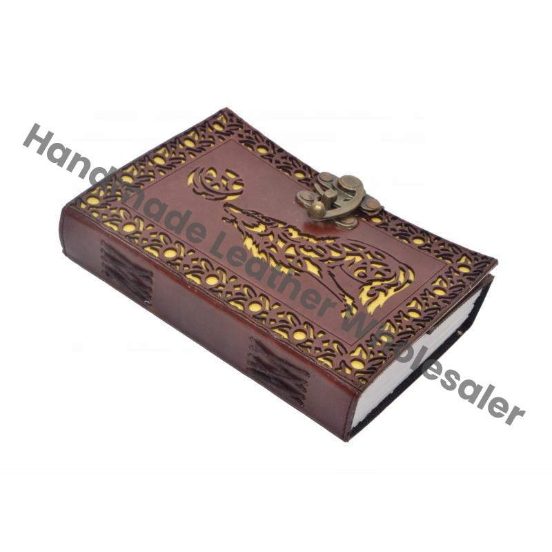 Leather Diary Antique Handmade Cut Work Moon Fox Design Address Book Eco-friendly Paper Leather Journal Gift