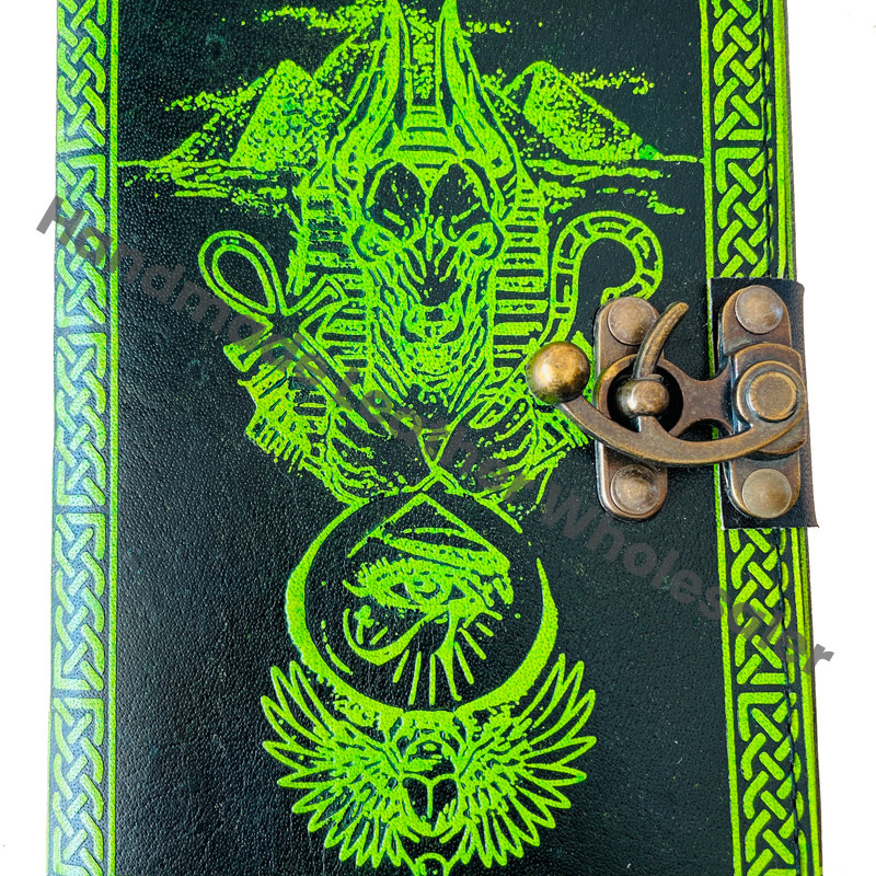 Leather Diary With Green Celtic Third Eye Design And Metal Clasp Hardcover Journal Gift Office Supply at Affordable Price