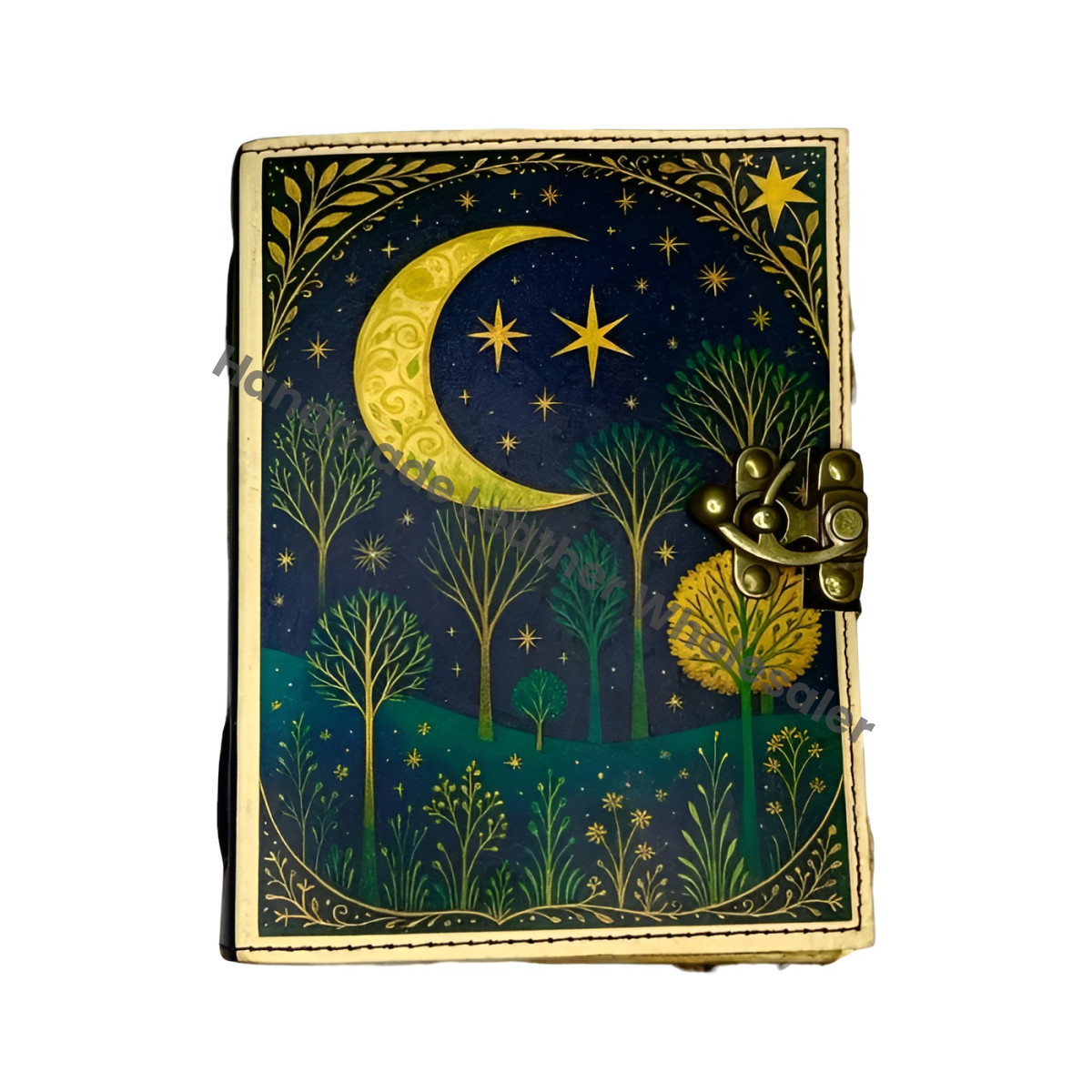 Leather Grimoire Journal – Book of Shadows, Moon Tree Witchcraft Journal, Wiccan Pagan Gothic Spellbook Notebook