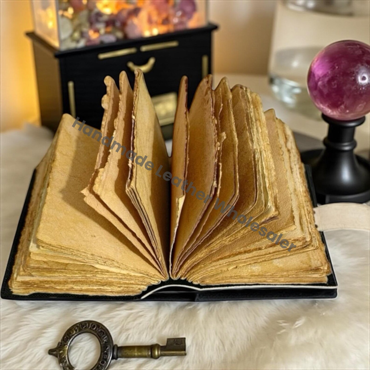 Leather Grimoire Journal – Gothic Book of Shadows | Witchcraft Spellbook | Wiccan Pagan Occult Notebook