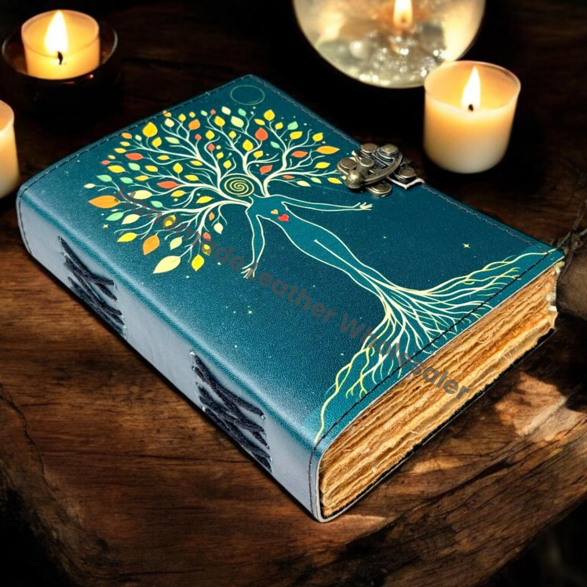 Leather Grimoire Journal: Handmade Spell Book of Shadows - Mother Earth Design