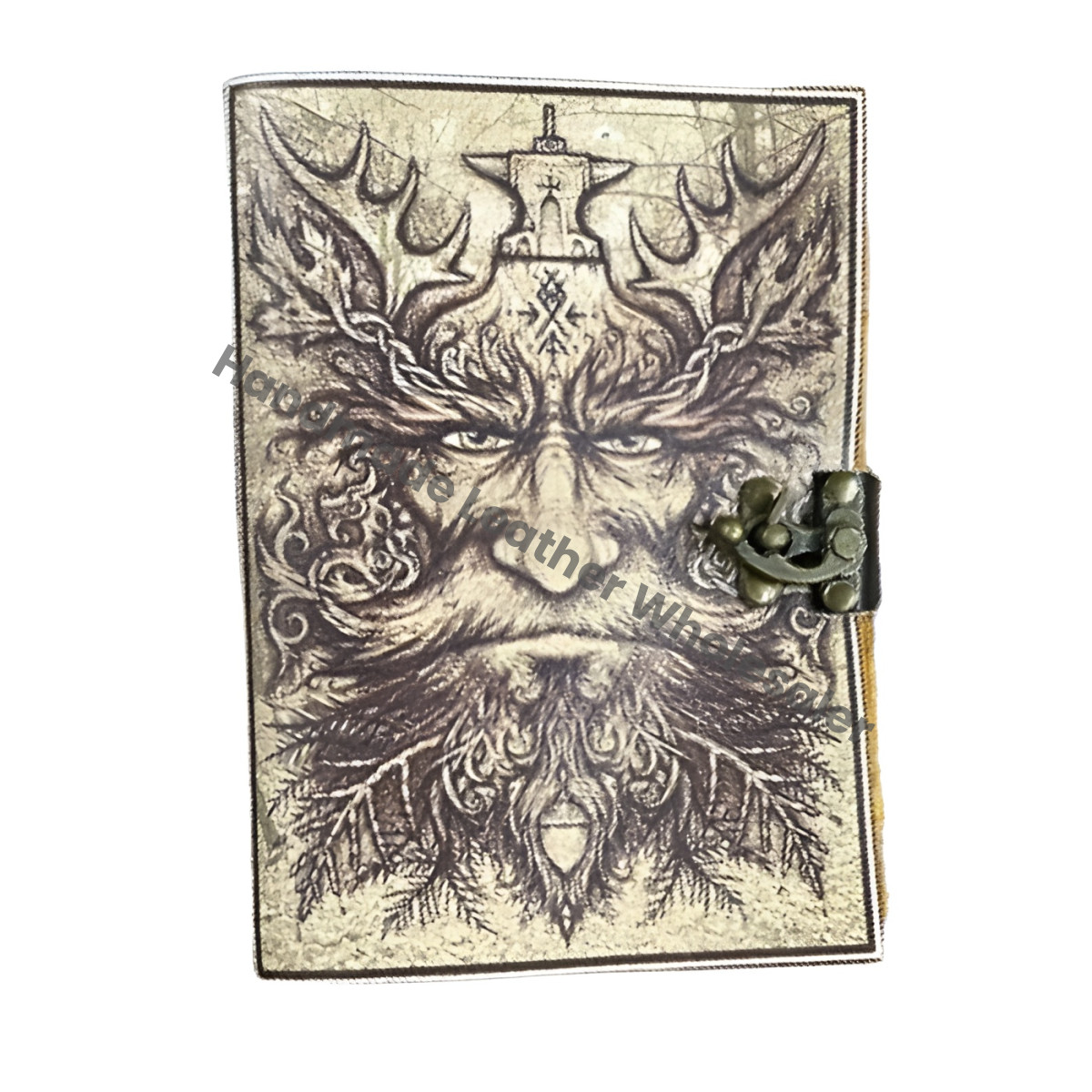 Book of Shadow Leather Grimoire Journal: Handstitched Spell Book with Brass Clasp