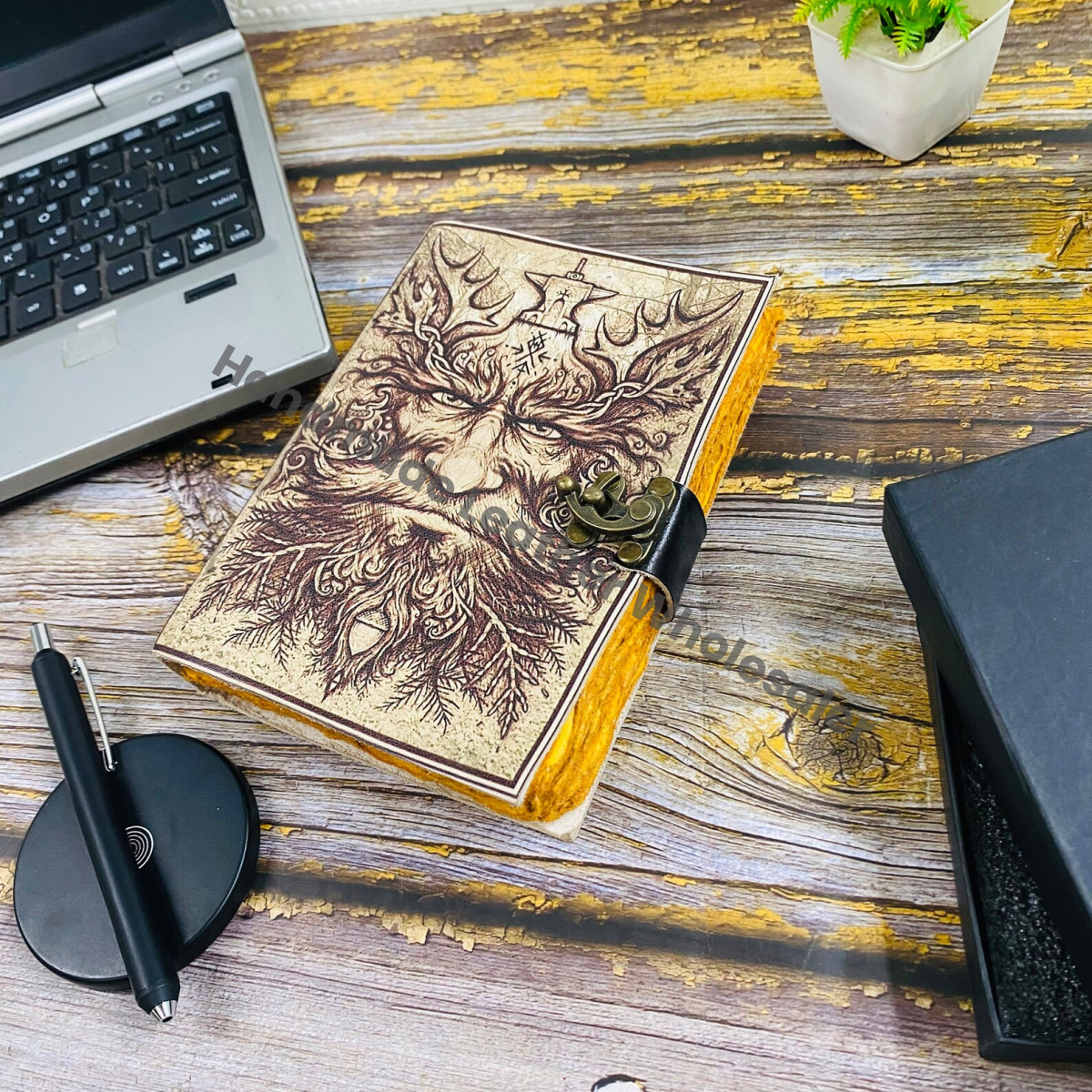 Book of Shadow Leather Grimoire Journal: Handstitched Spell Book with Brass Clasp