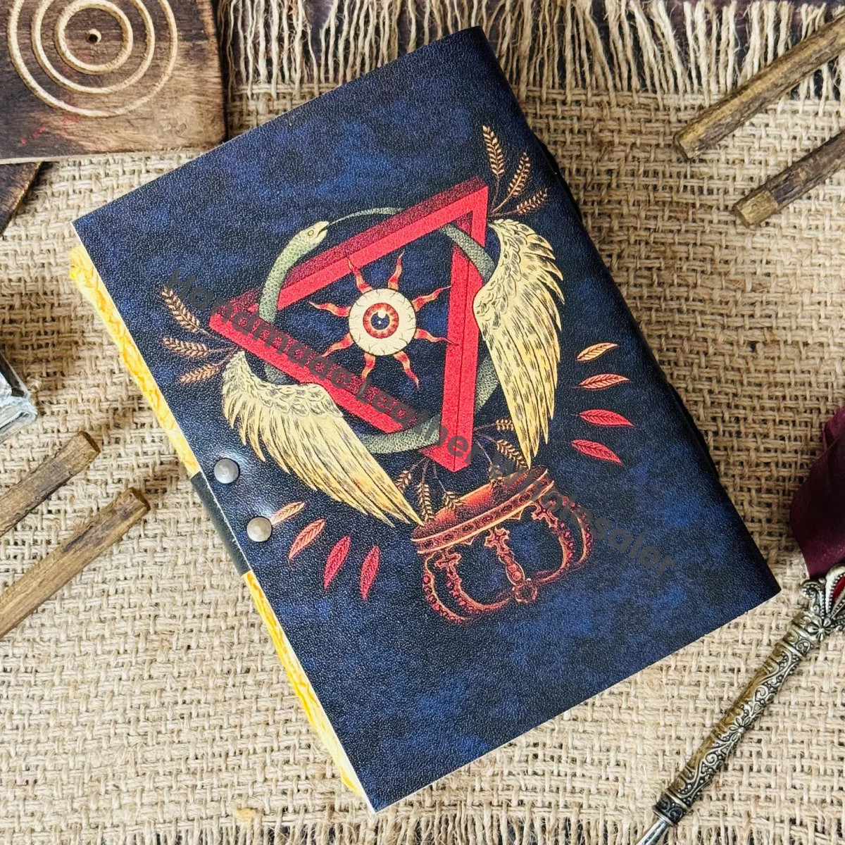 Leather Grimoire Journal: Third Eye, Deckle Edge, Antique Paper