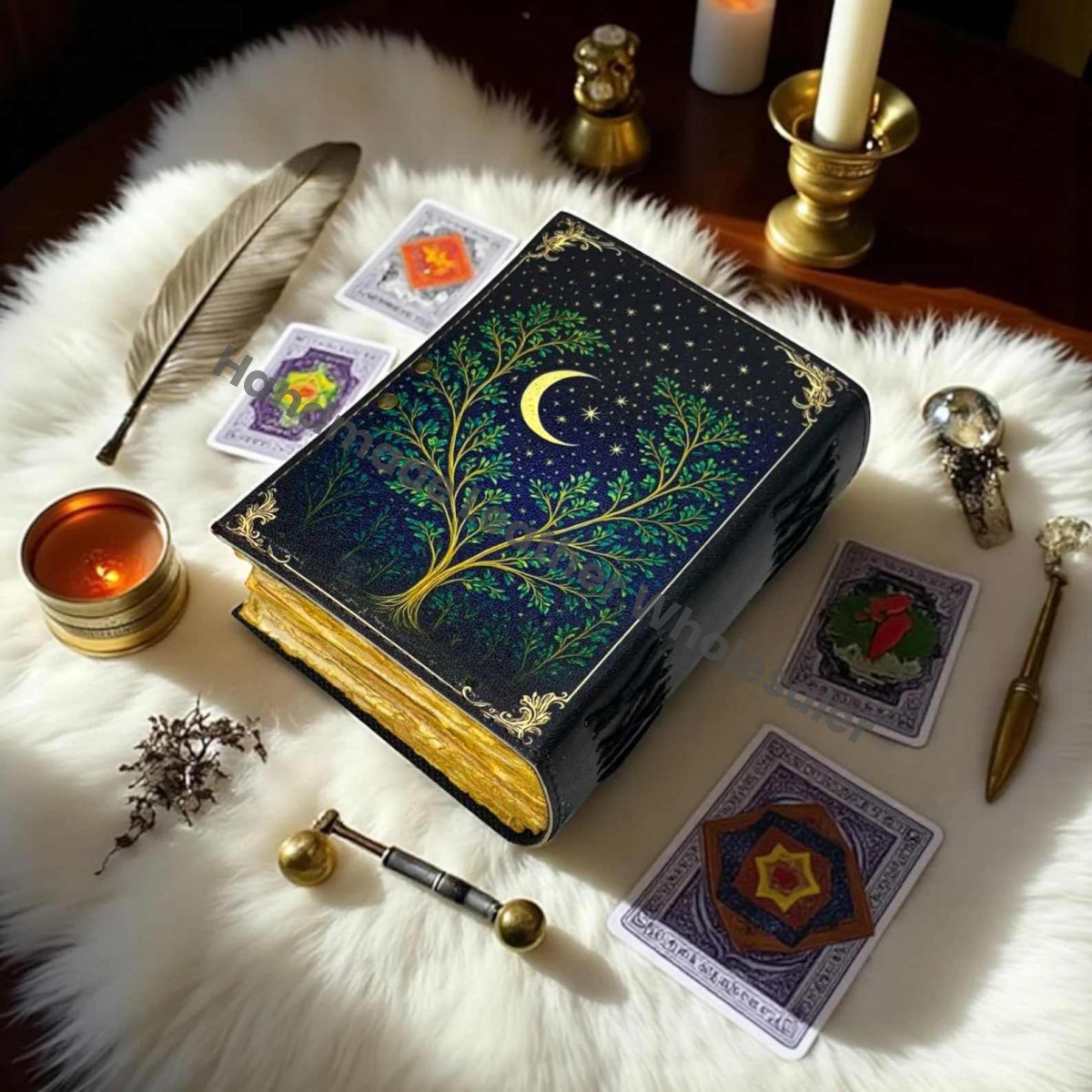 Leather Grimoire Journal – Vintage Book of Shadows | Handmade Witchcraft Spellbook | Wiccan Pagan Gothic Occult Notebook Gift