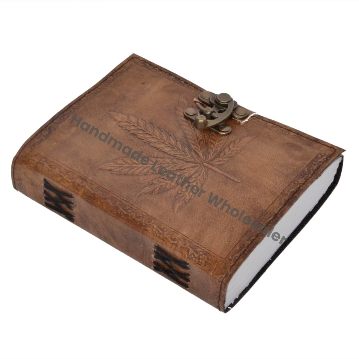 Leather Hardcover Diary With Embossed Leaf Design And Metal Clasp Gift Journal Leaf Leather Hardcover Handmade Embossed Spiral