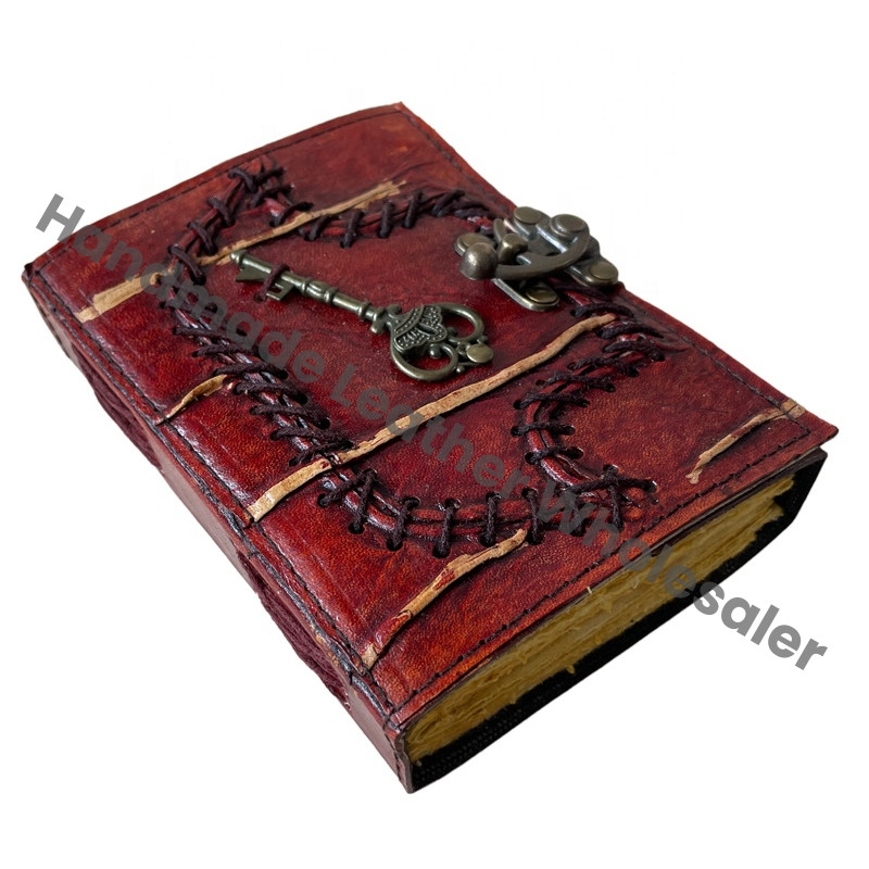 Leather Hardcover Journal Vintage Deckle Edge Paper Handmade Brown Spiral Binding Sheets Wiccan Sketchbook Notebooks