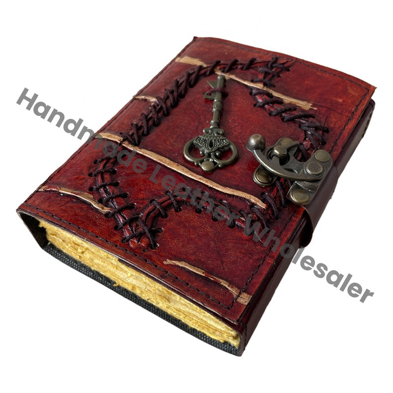Leather Hardcover Journal Vintage Deckle Edge Paper Handmade Brown Spiral Binding Sheets Wiccan Sketchbook Notebooks