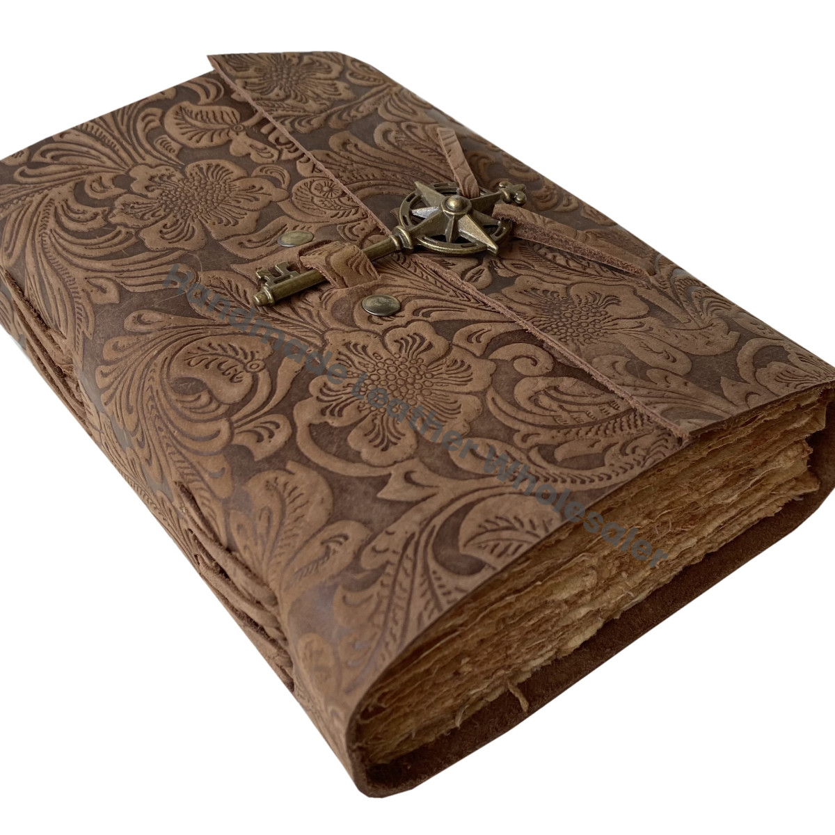 Leather Journal Antique Handmade Deckle Edge Vintage Paper Leather Bound Journal Key Book of Shadows Journal Leather Sketchbook