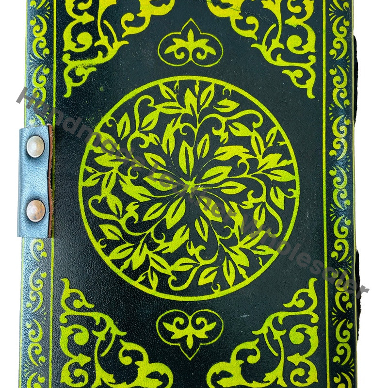 Leather Journal Blue Green Triple Moon Goddess Spell Book Shadows Grimoire Deckle Edge Paper Spiritual Wicca Craft Vintage