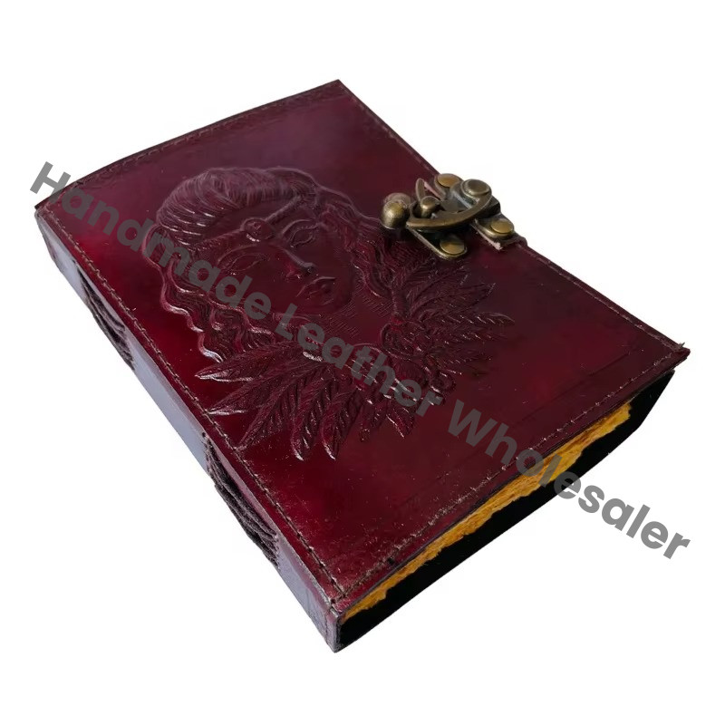 Leather Journal Book of Shadows Spiral Binding Printed Gift Brown Deckle Edge Wiccan Spell Notebook for Man & Women