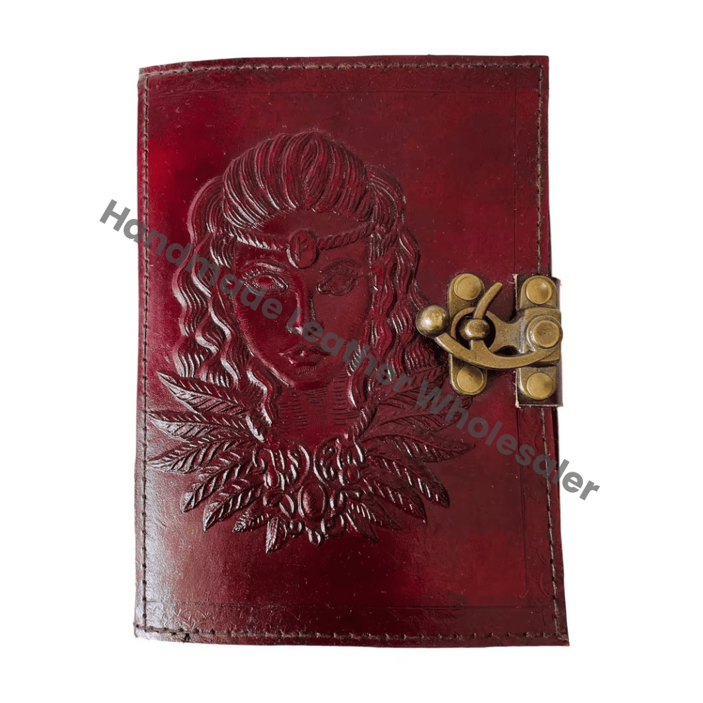 Leather Journal Book of Shadows Spiral Binding Printed Gift Brown Deckle Edge Wiccan Spell Notebook for Man & Women
