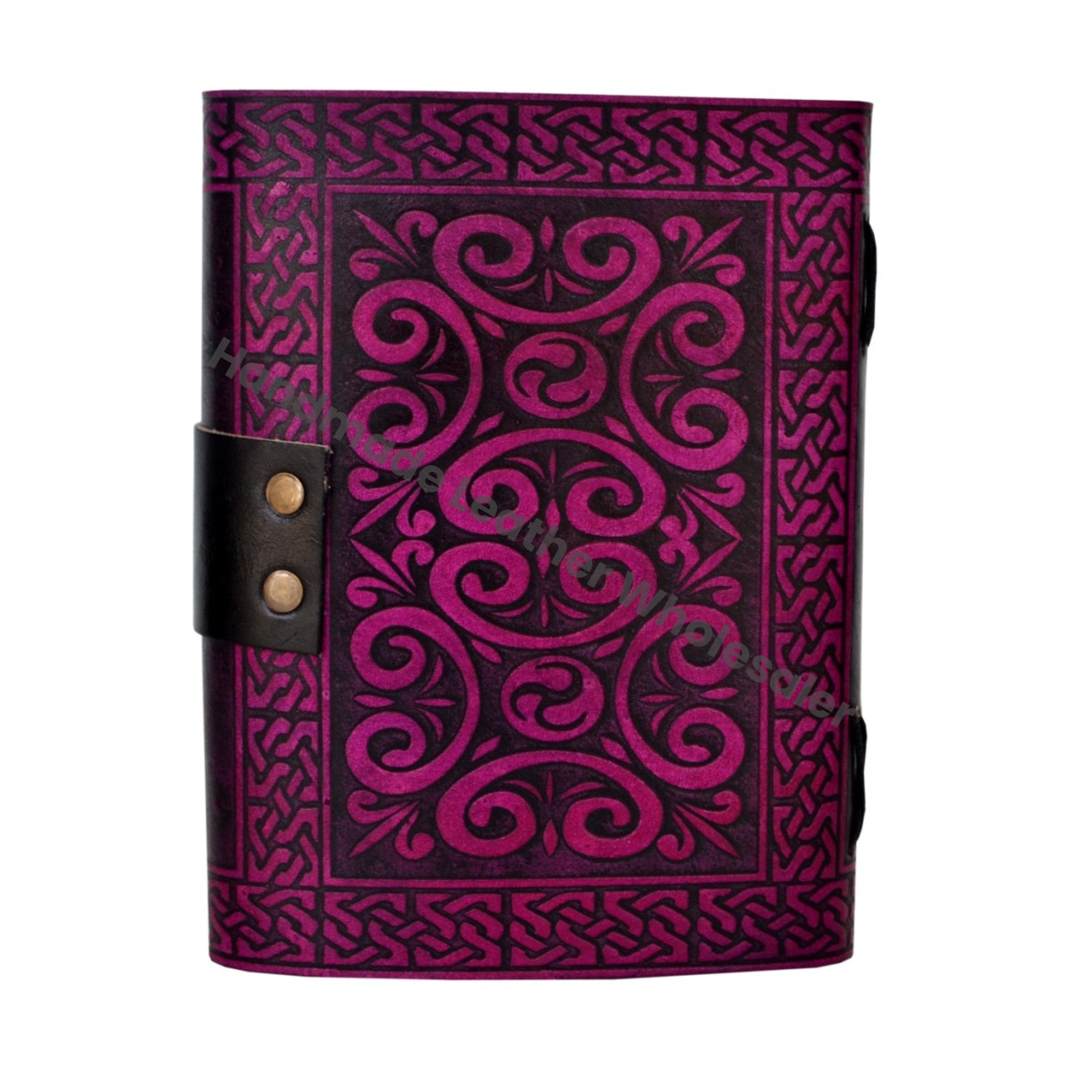 Leather Journal Bound Vintage Heart Notebook Book of Shadows Black Pink Spell Handmade Cotton Paper Gift Diary with Custom Logo