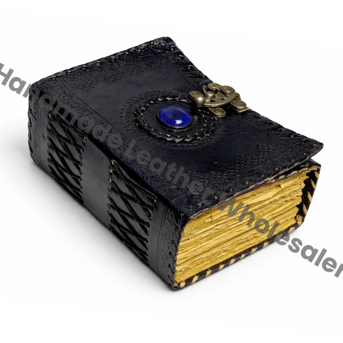 Leather Journal: Celtic Lapis Lazuli Stone, Blank Book of Shadows