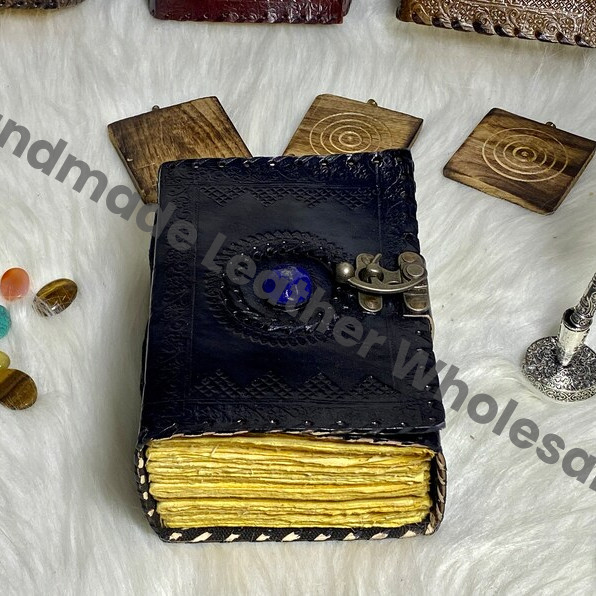 Leather Journal: Celtic Lapis Lazuli Stone, Blank Book of Shadows