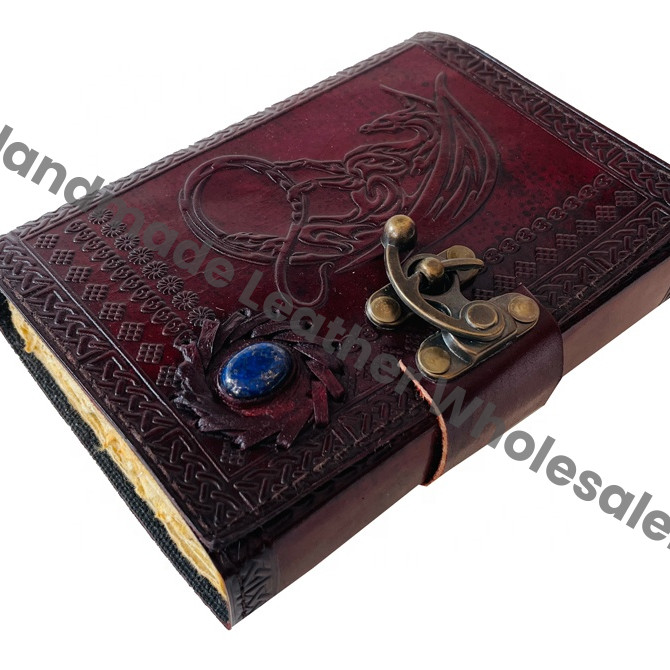 Leather Journal Dugenous Dragon Vintage Handmade Large Embossed Personal Diary Notebook Gift Dragon Stone Recyclable Paper