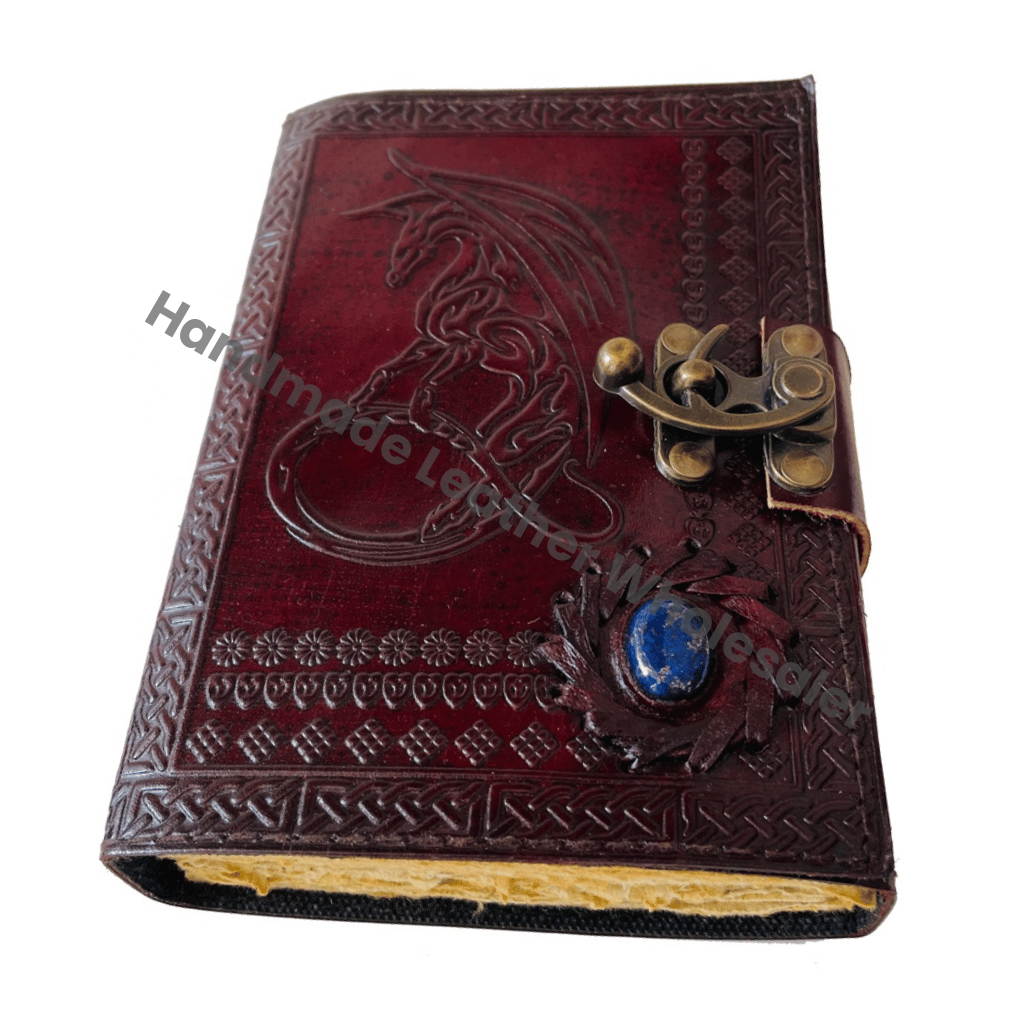 Leather Journal Dugenous Dragon Vintage Handmade Large Embossed Personal Diary Notebook Gift Dragon Stone Recyclable Paper