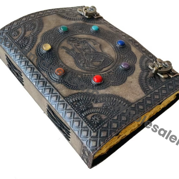 Leather Journal Fantasy Mermaid Grimoire Book Seven Stone Sketchbook Fantasy Notebook Embossed Handmade Spells Magic Books