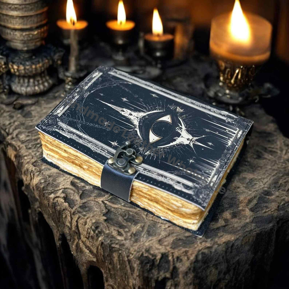 Leather Journal: Gothic Eyes Grimoire, Vintage Book of Shadows