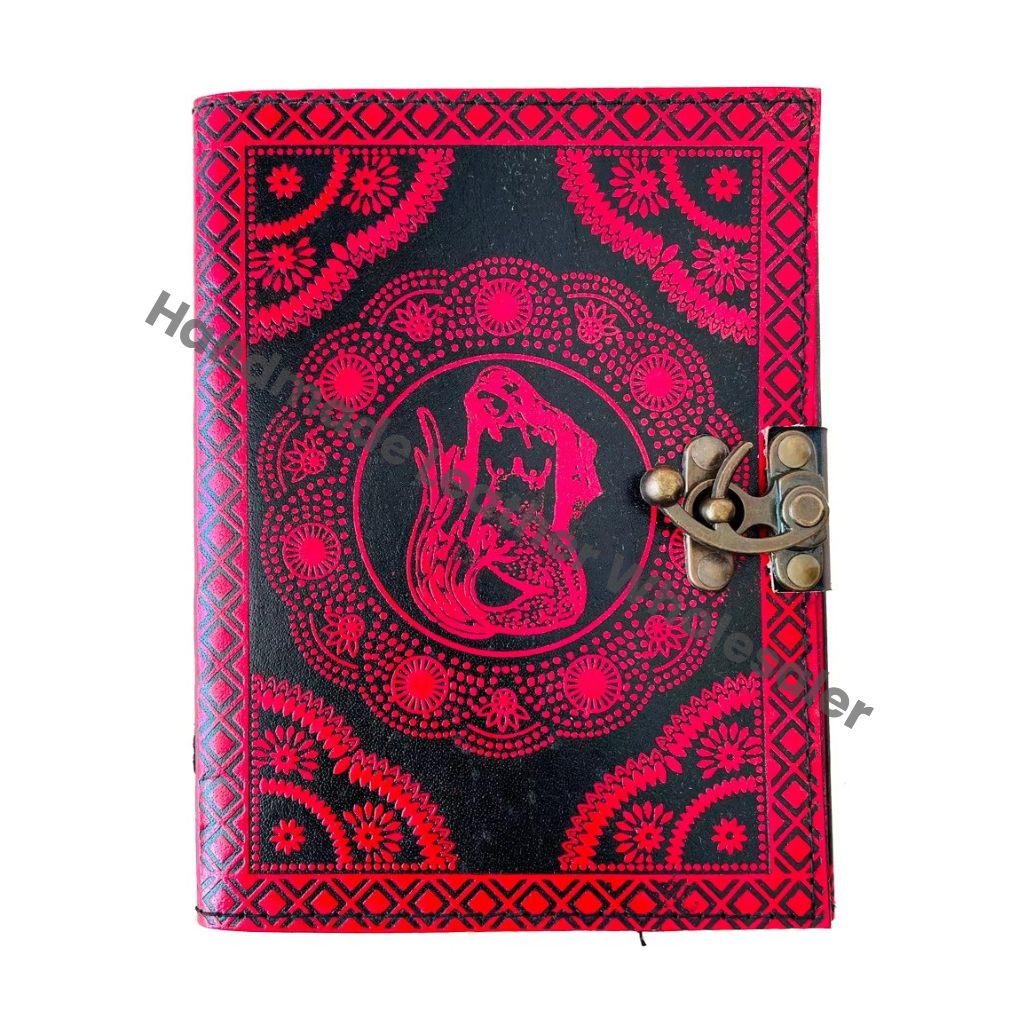Leather Journal Grimoire Book Sketchbook Fantasy Notebook Mermaid Embossed Handmade Book of Shadows Planner Travel Sketchbook
