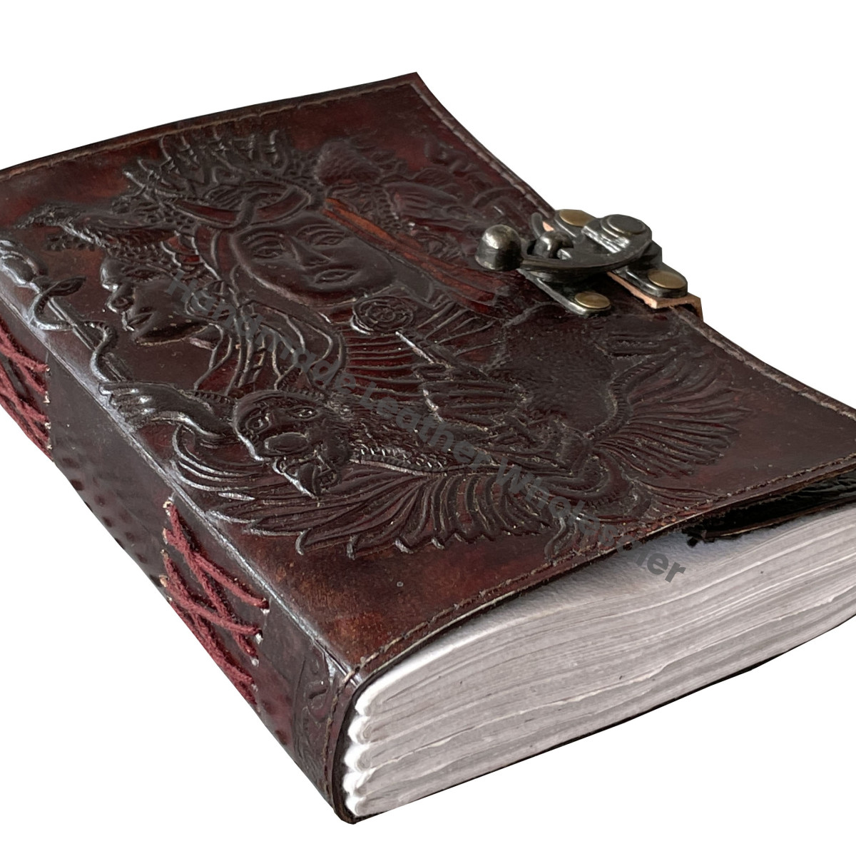 Leather Journal Handmade Embossed Triple Goddess Hekate Design Journal for Unisex Unlined Recycled Cotton Paper