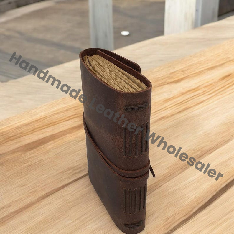 Leather Journal , Handmade Genuine Leather Lined Notebook Bound Daily Notepad for Men
