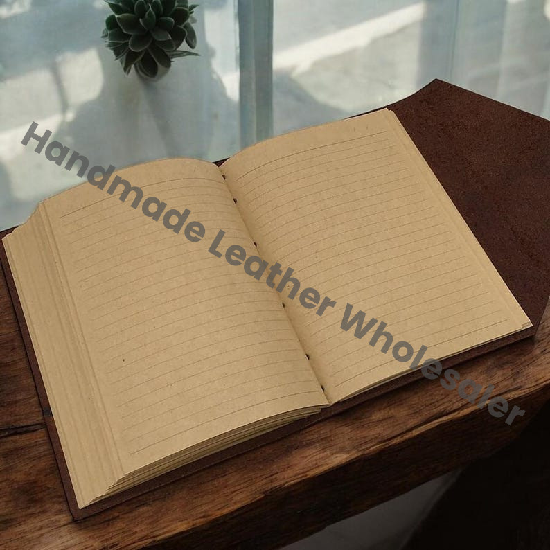Leather Journal , Handmade Genuine Leather Lined Notebook Bound Daily Notepad for Men