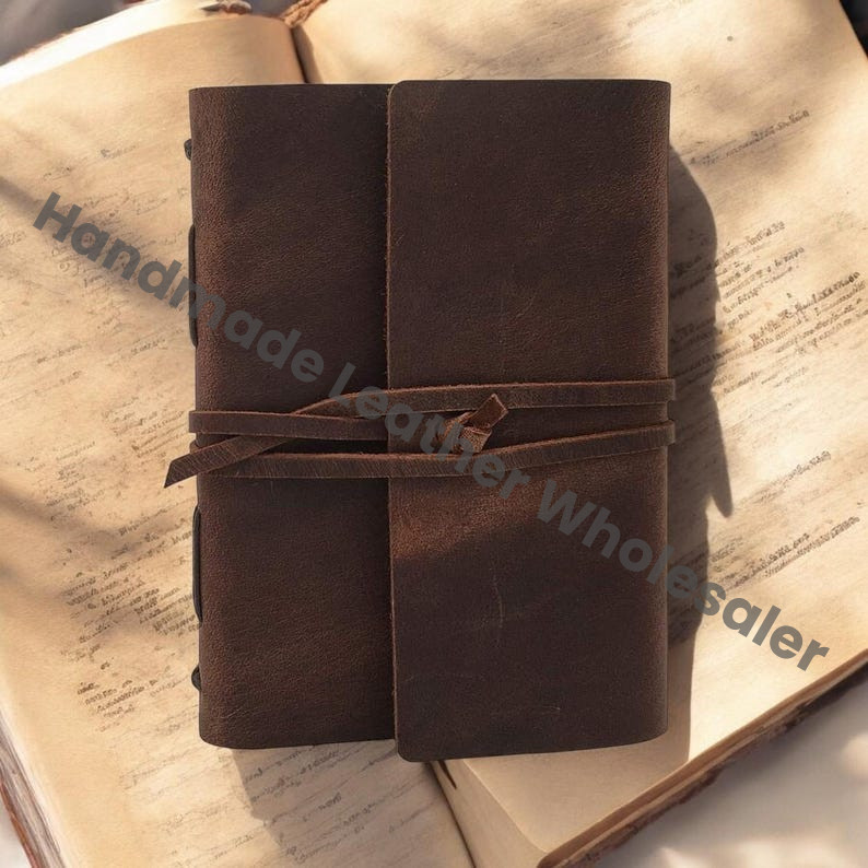 Leather Journal , Handmade Genuine Leather Lined Notebook Bound Daily Notepad for Men
