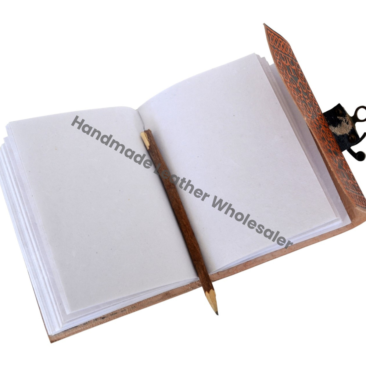 Leather Journal Hard Cover Personalized Orange Flower Dairy Cotton Paper Bound Antique Book Sketching Traveler Artist Gift