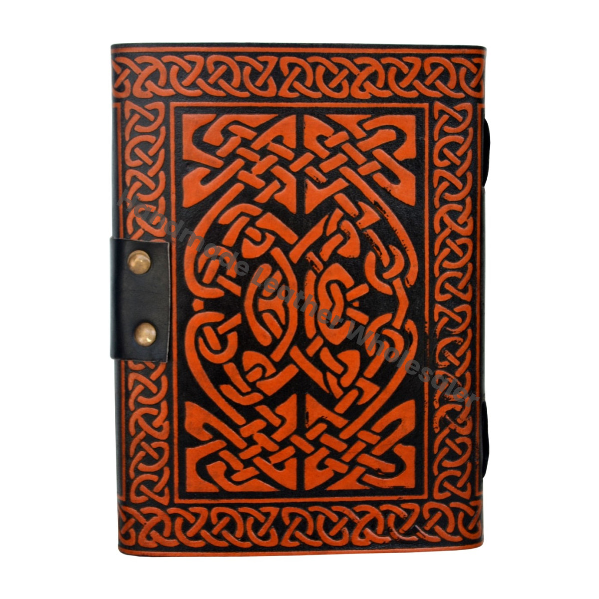 Leather Journal Hard Cover Personalized Orange Flower Dairy Cotton Paper Bound Antique Book Sketching Traveler Artist Gift