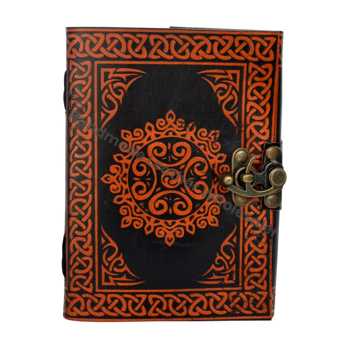 Leather Journal Hard Cover Personalized Orange Flower Dairy Cotton Paper Bound Antique Book Sketching Traveler Artist Gift
