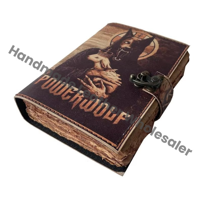 Leather Journal Hard Leather Cover Printed Wolf Book of Shadows Blank Notebook Office Supplies Gift Writing Pads