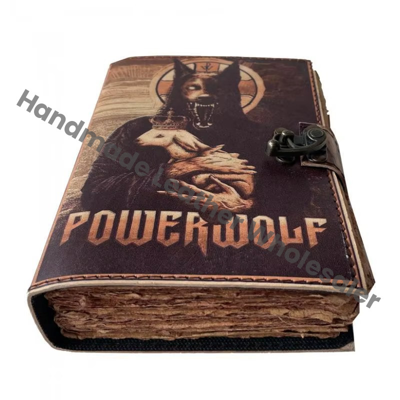 Leather Journal Hard Leather Cover Printed Wolf Book of Shadows Blank Notebook Office Supplies Gift Writing Pads