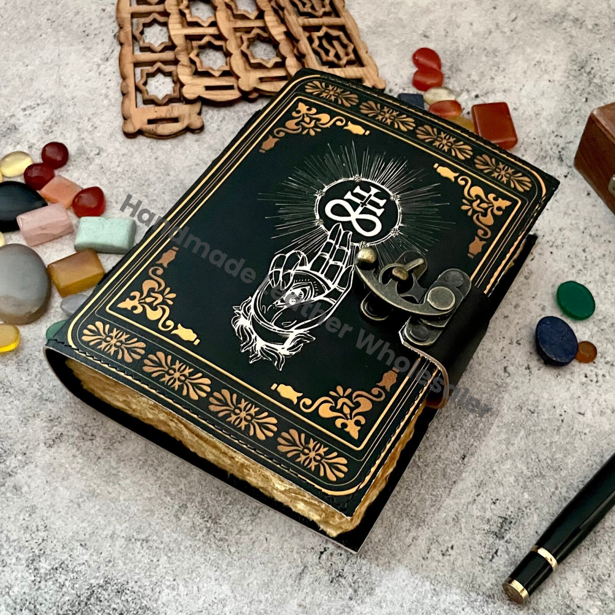 Leather Journal: Illuminated Wiccan Spell Book of Shadows