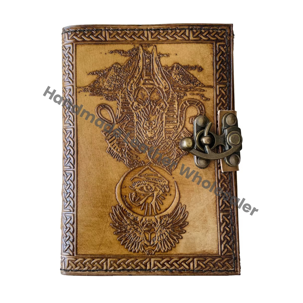 Leather Journal Sketchbook Deckle Old Pages for Women Blank Vintage Eye of Horus Shadows Third Eye Celtic Notebook Planner