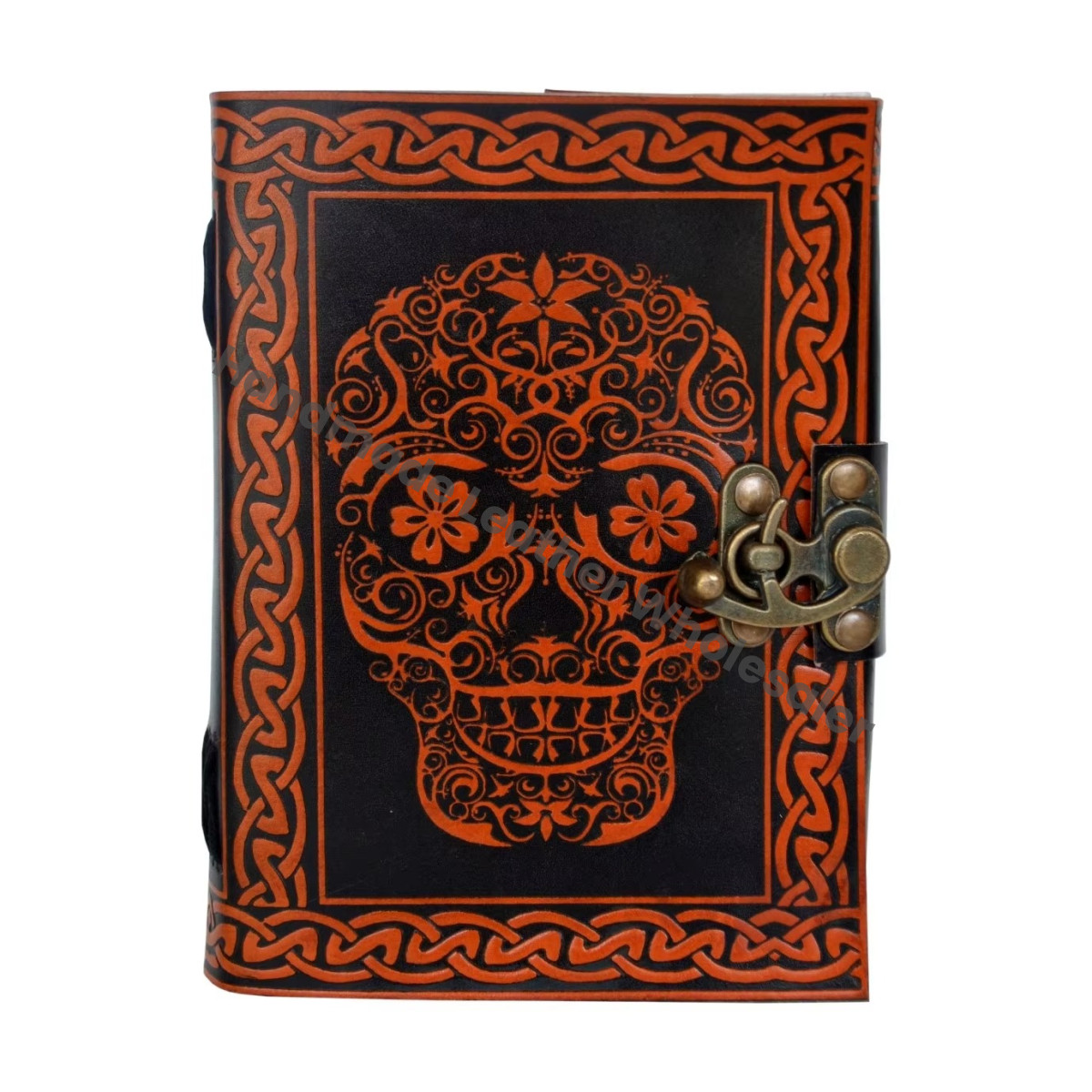 Leather Journal Skull Antique Handmade Notebook Vintage Book Shadows for Men Women Craft Unlined Paper Thermal Gift