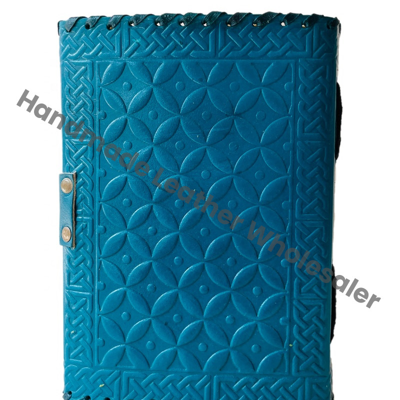Leather Journal Stone Embossed Blue Genuine Deckle Paper Book of Shadows Blank Antique Notebooks Writing planner Grimoire Diary