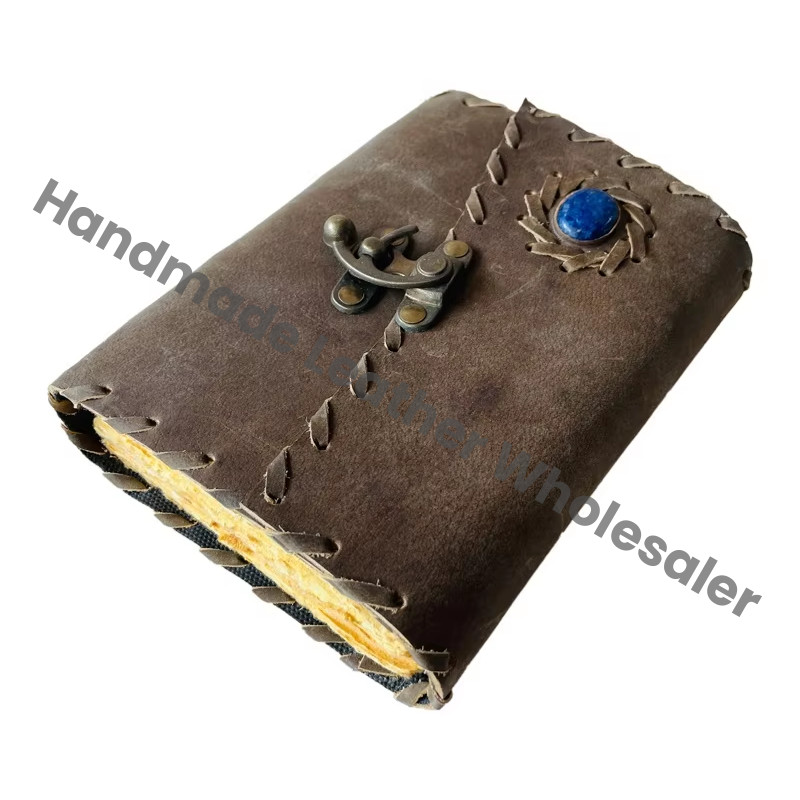 Leather Journal Thermal Binding Antique Handmade Deckle Paper Drawing Beautiful Stone Vintage Sketchbook Gift Planner Diary