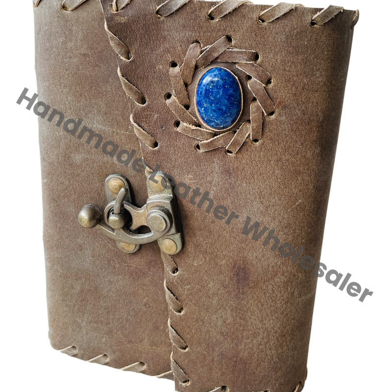 Leather Journal Thermal Binding Antique Handmade Deckle Paper Drawing Beautiful Stone Vintage Sketchbook Gift Planner Diary