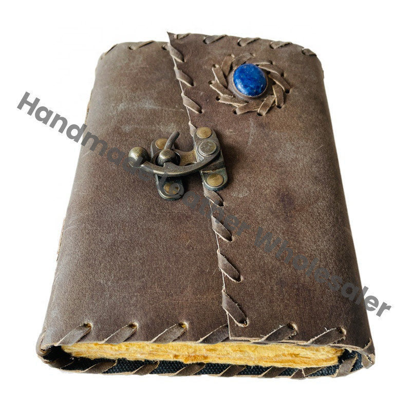Leather Journal Thermal Binding Antique Handmade Deckle Paper Drawing Beautiful Stone Vintage Sketchbook Gift Planner Diary