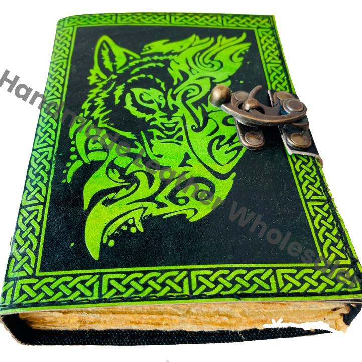 Leather Journal Traveler Diary Sketchbook wolf Face Notebook Journal Gift Vintage Bound Planner Large Embossed Book Of Shadows