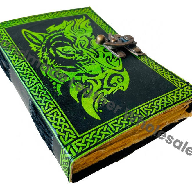 Leather Journal Traveler Diary Sketchbook wolf Face Notebook Journal Gift Vintage Bound Planner Large Embossed Book Of Shadows