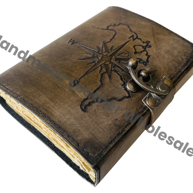 Leather Journal Women Office Supplies Custom Design Compass Eco-Friendly Gift Box Antique Writing Diary with Custom Logo