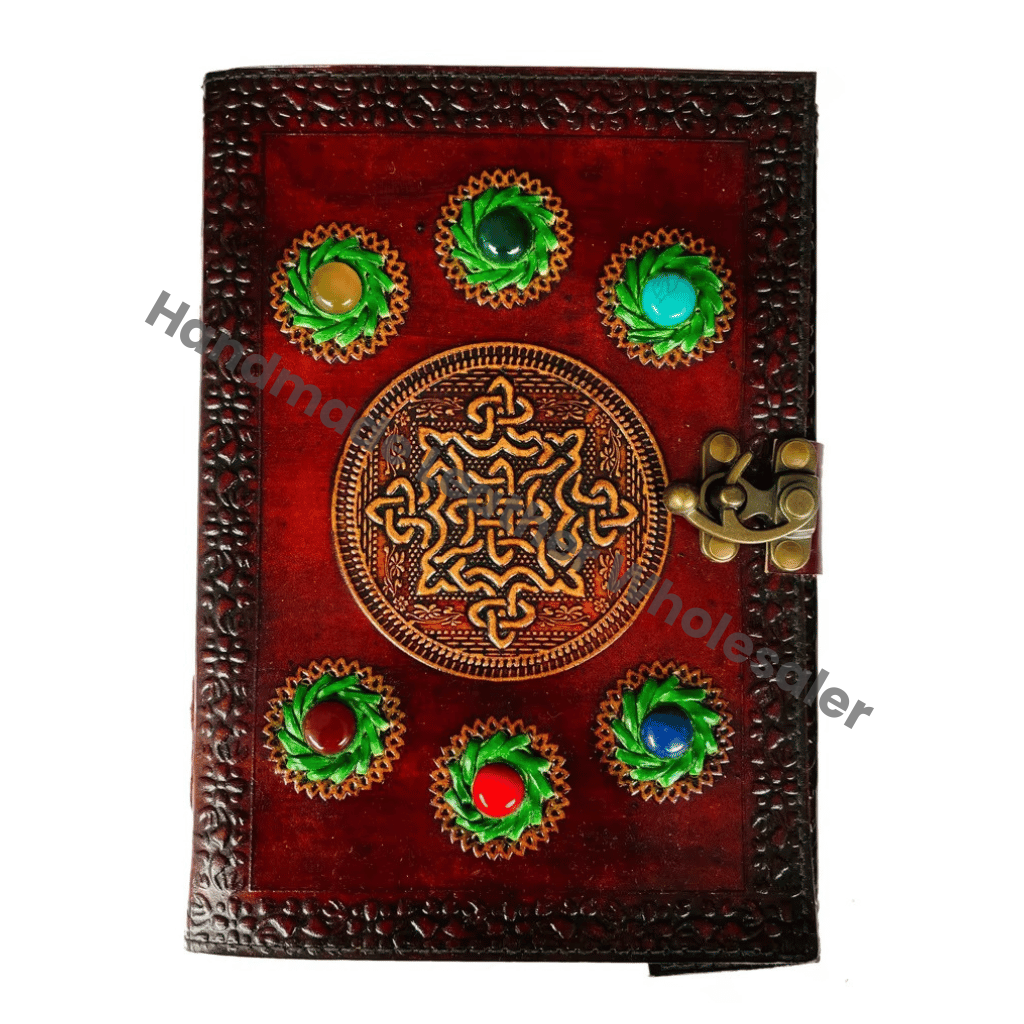 Leather Journals Seven Stone Spiral Gift Hardcover Recycled Vintage Decor Yellow Brown Genuine Cover Deckle Pages Planner
